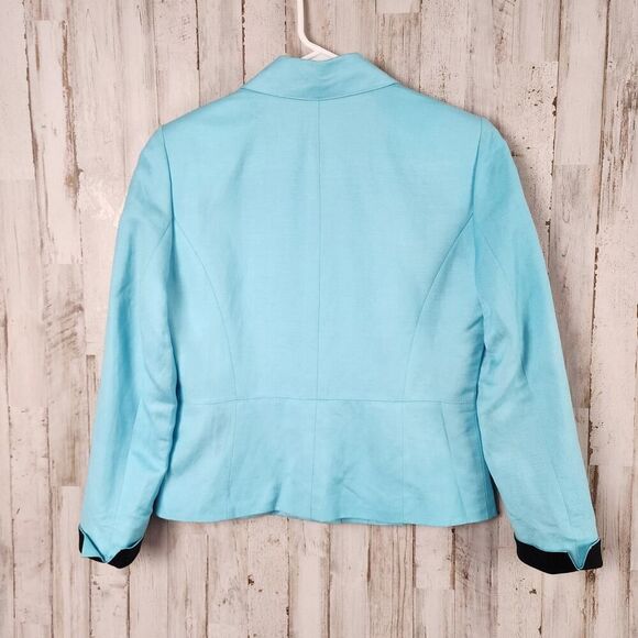Tahari Linen Rayon Blazer Jacket Blue Size 6P - Picture 2 of 11